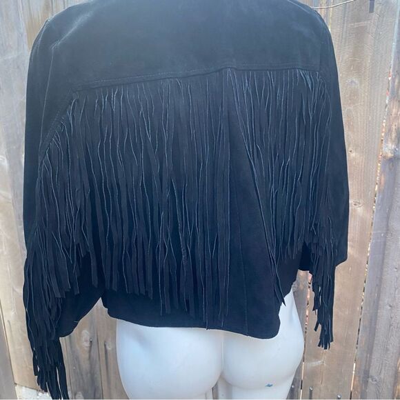 ZARA FRINGED SUEDE BLACK LEATHER JACKET - Picture 3 of 11